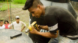Siona technicians build rainwater systems in their communities, 2012
